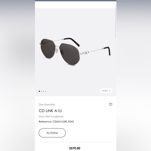 Men’s Dior Gray Pilot Sunglasses - Picture 2 of 4